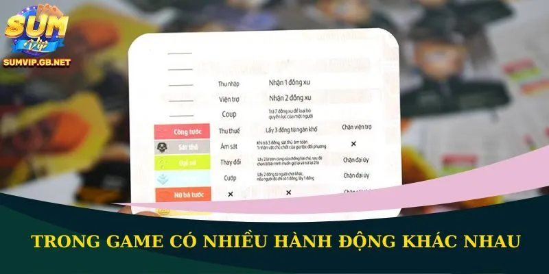 Trong game có nhiều hành động khác nhau